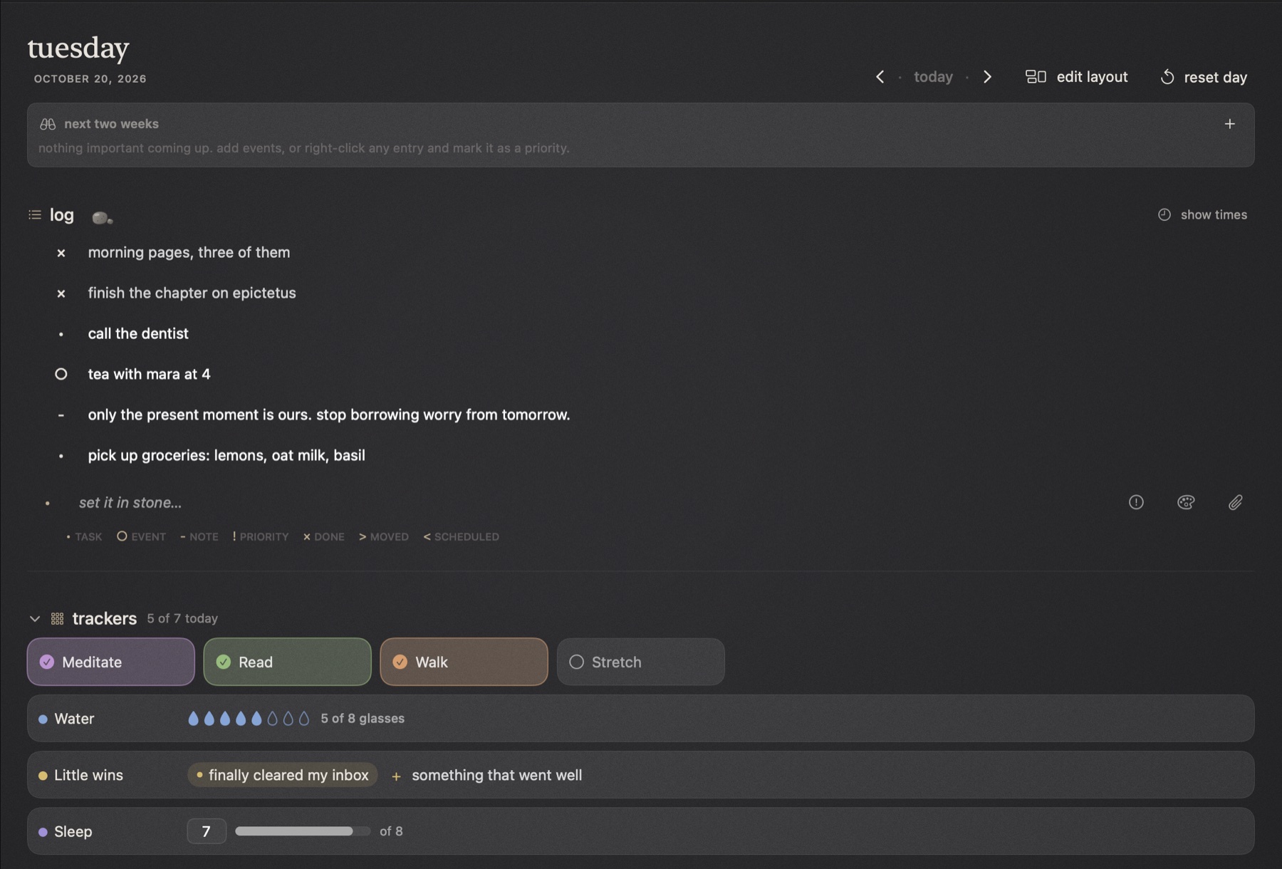 the daily log on mac in the dark look